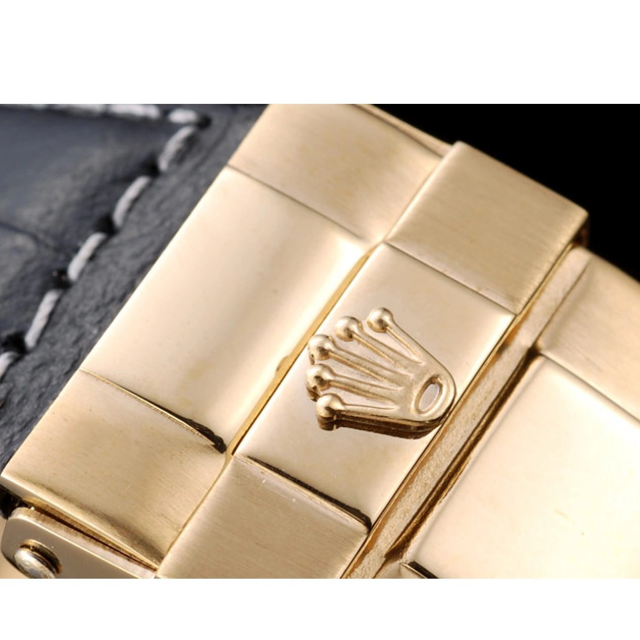 Aaa replica watch Bezel Crystal Studded Rolex Daytona Case Gold Dial Black 0708